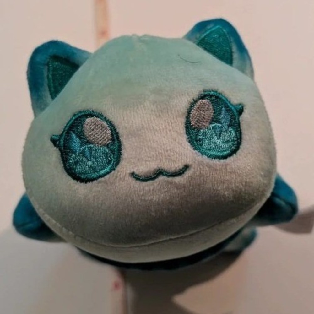Aphmau MeeMeows Mystery Plush Celestial Cat Kim Teal Blue Plaid Bow 6 Inch